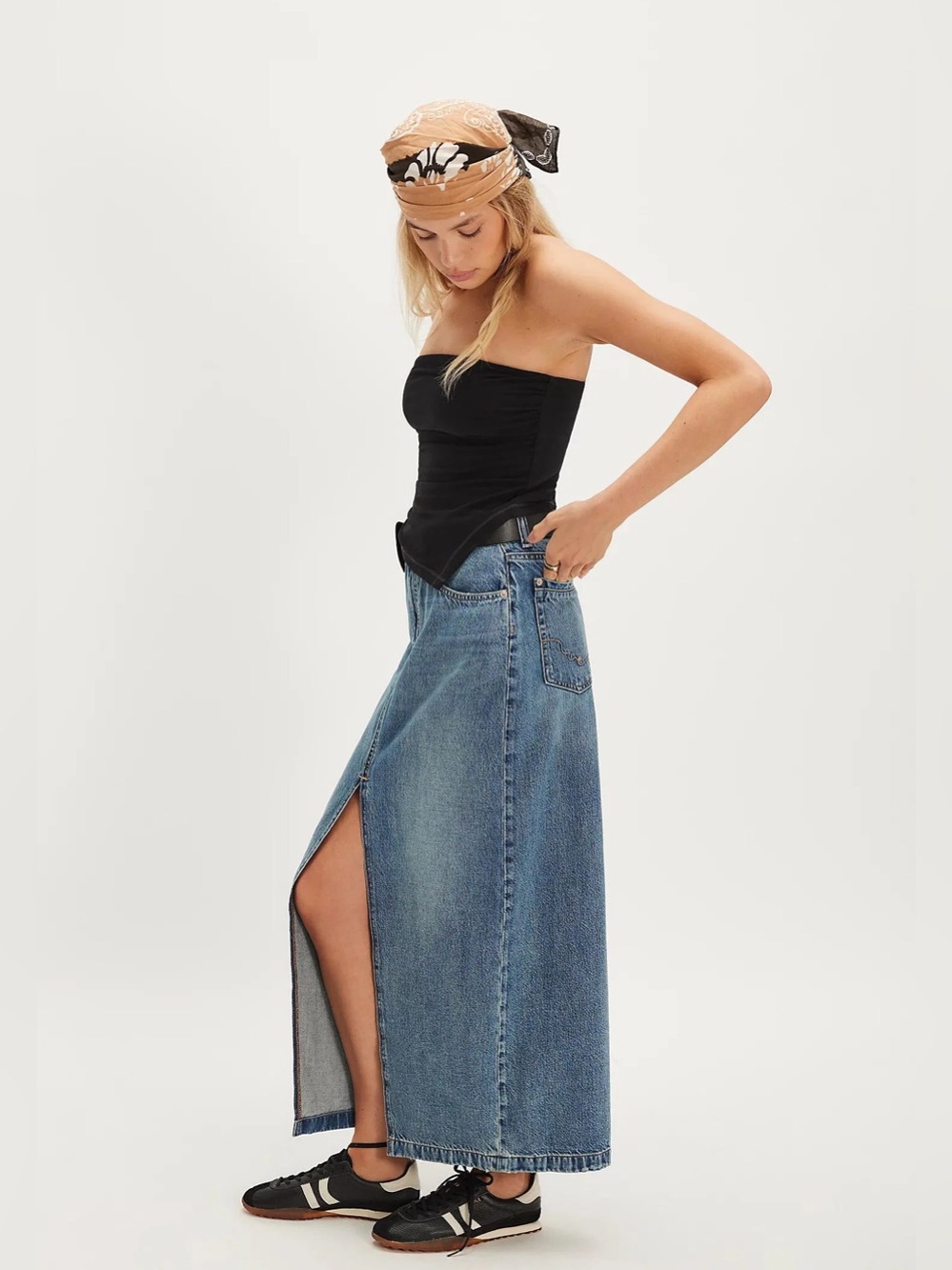 we the free NOTHING BETTER DENIM MAXI skirt. NWT